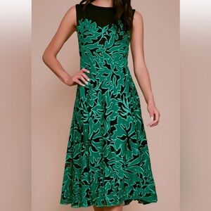 Tadashi Shoji Green Leaf Midi Dress